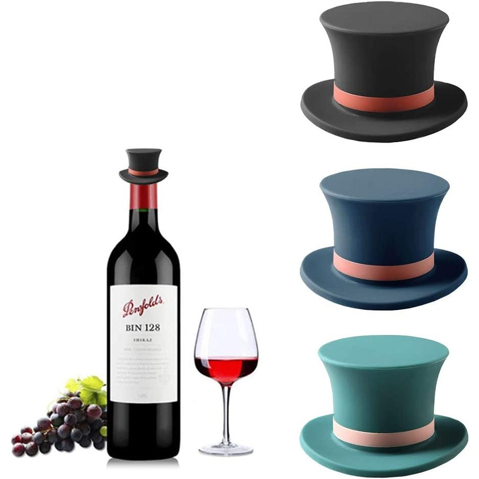 These silicone top hat wine stoppers will keep your wine fresher