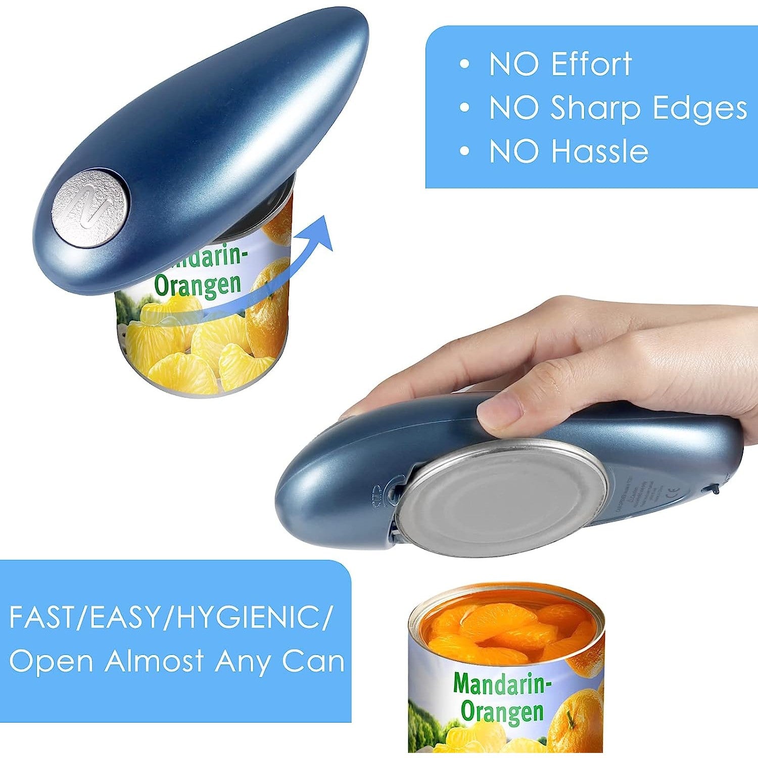 Electric Can Opener Mini One Touch Automatic Smooth Edges Jar Can Tin Touch  No Sharp Edges