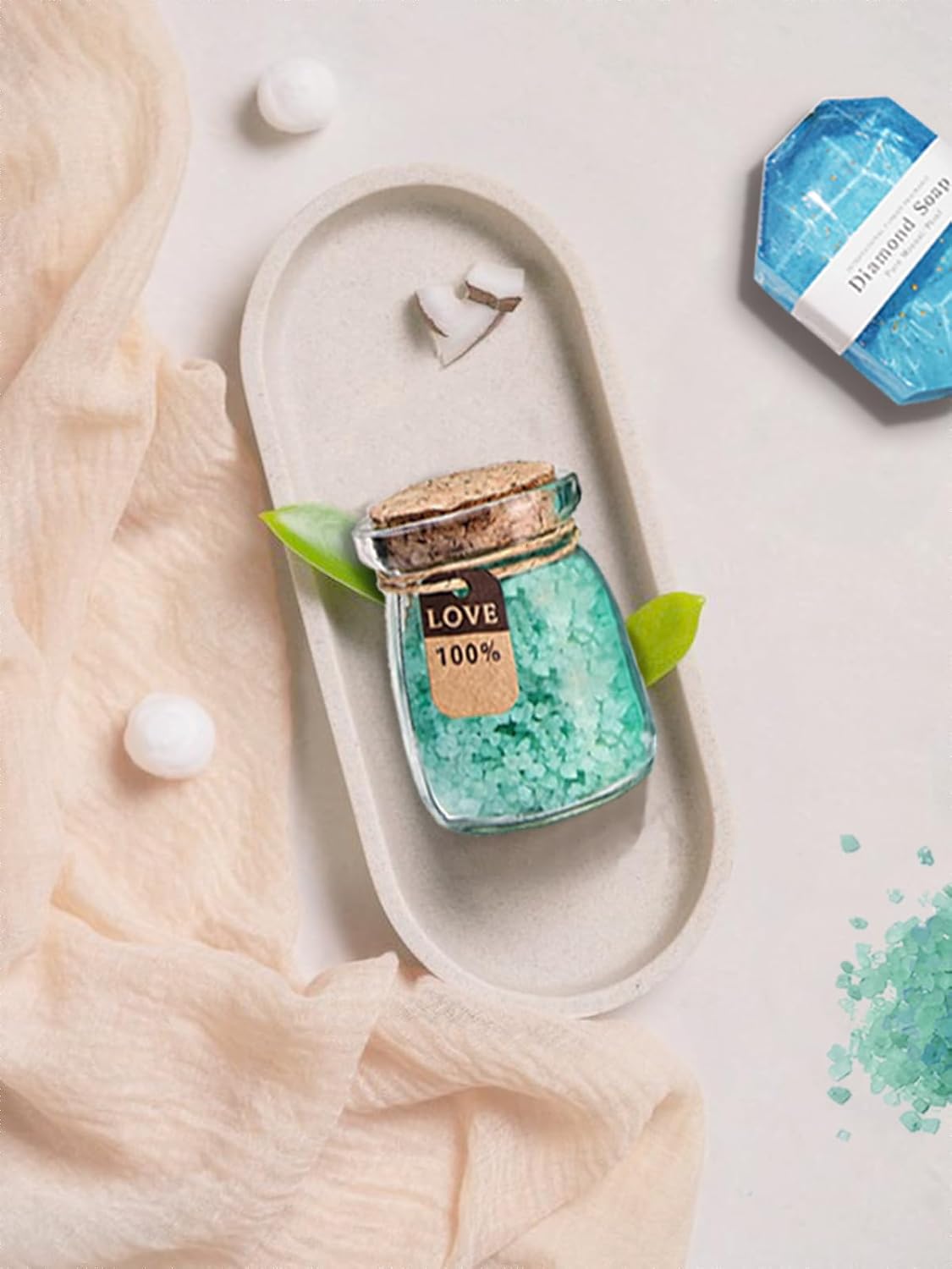 Blue colored bath salts