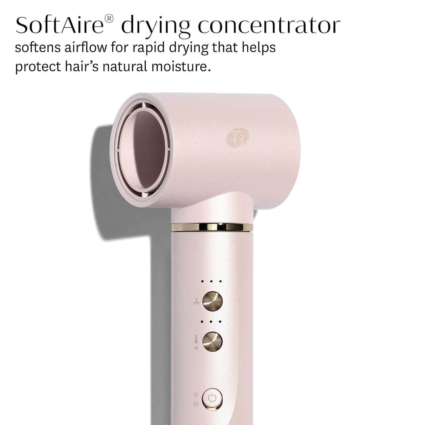 Close-up of the T3 Aire 360 SoftAire® drying concentrator, designed for rapid drying while protecting hair’s natural moisture.