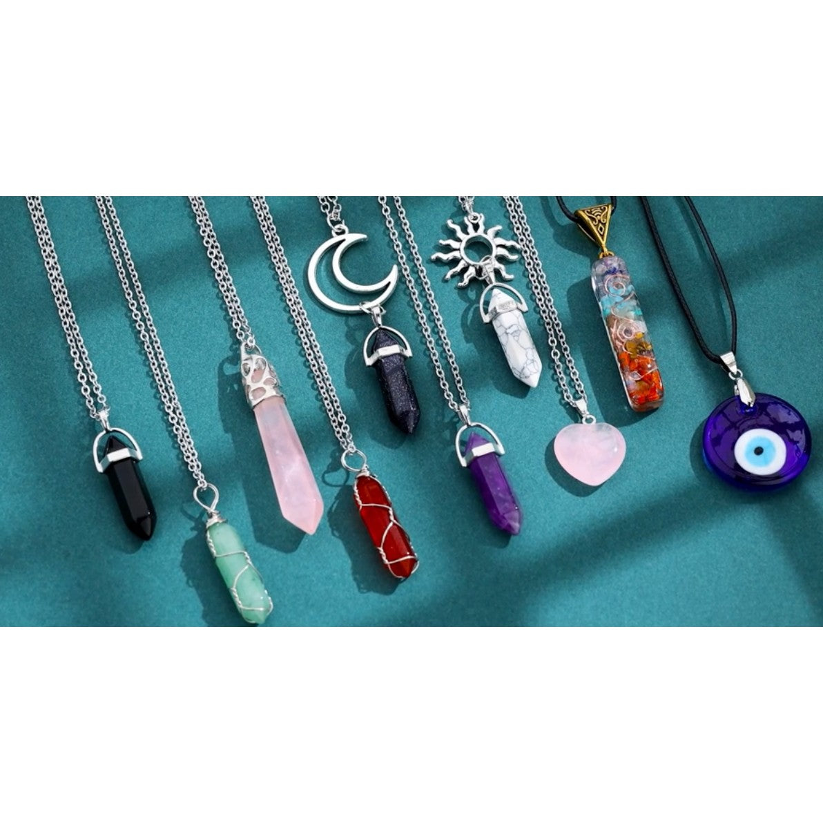 Healing crystal necklace on sale set