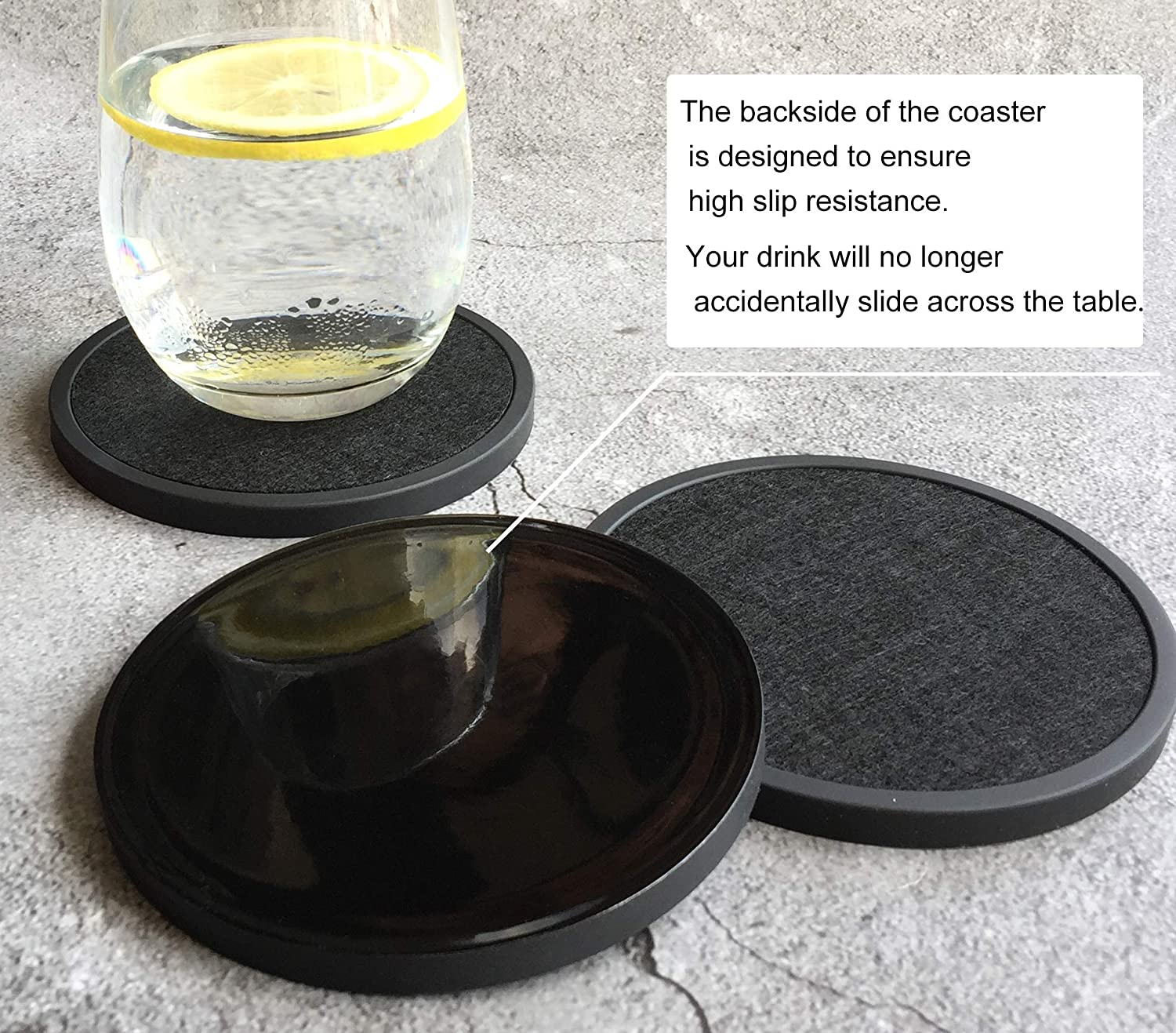 Black glass store coasters for drinks