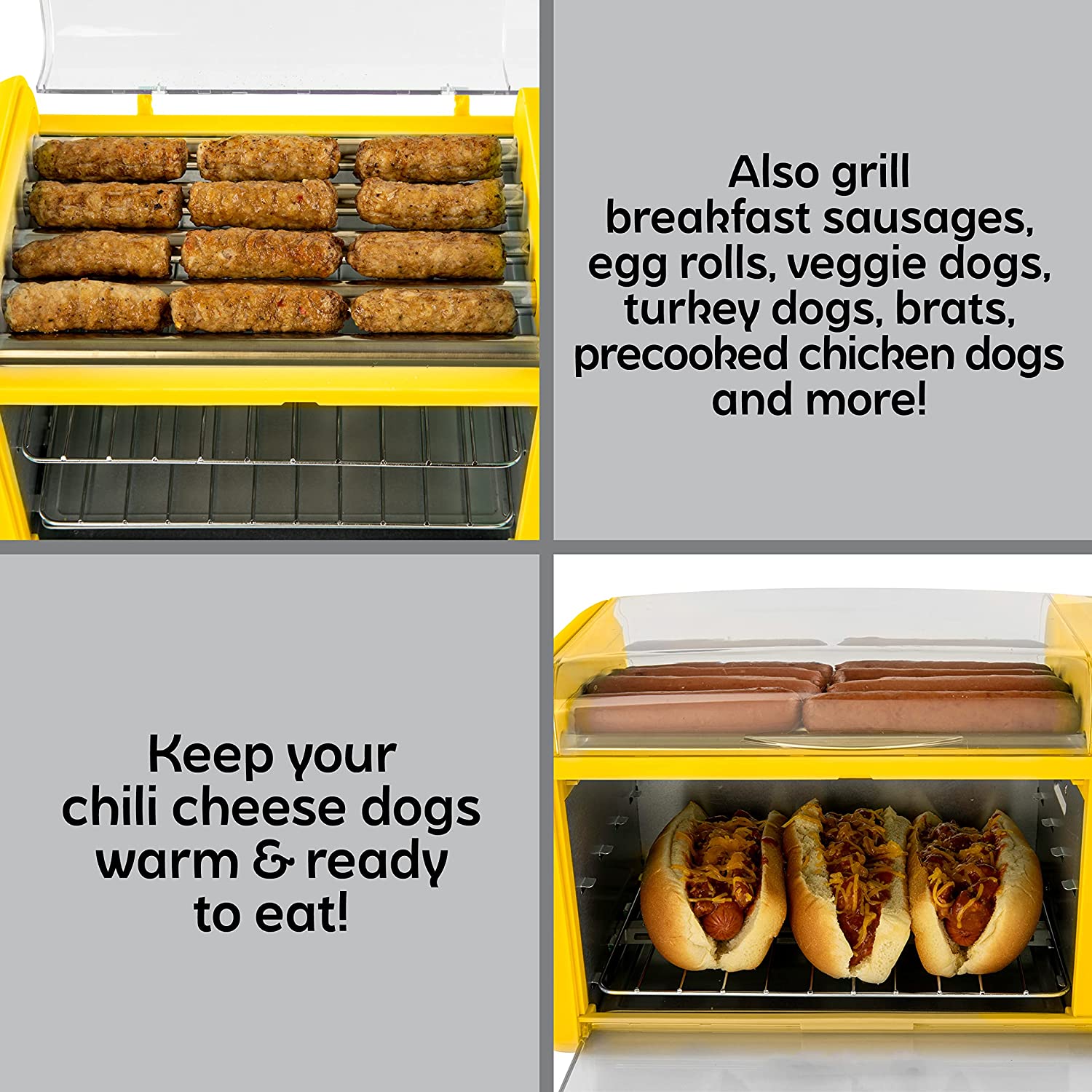 This extra large hot dog griller oven will toast your buns in no